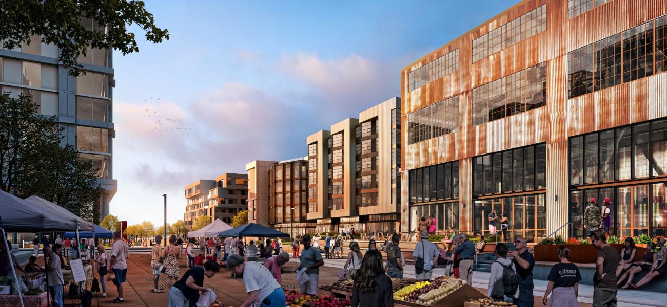 Rendering of Market Square at Pier 70