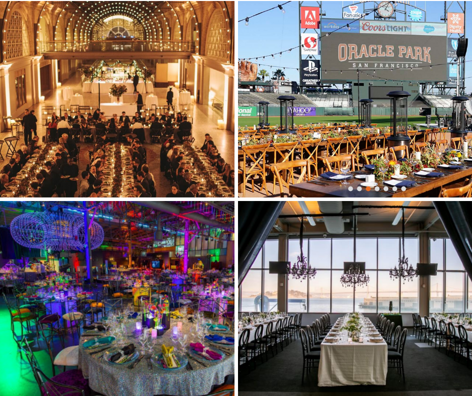 Several waterfront venues can host large or lavish events including the Ferry Building, Oracle Park, the Exploratorium and the Pier 27 Cruise Terminal.
