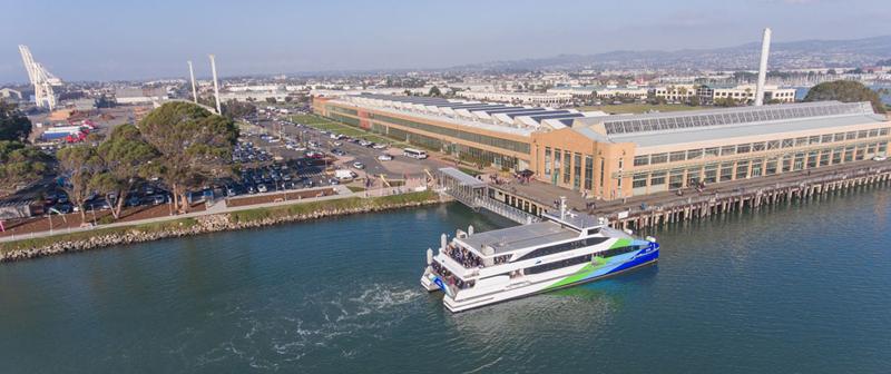 Ferry docks at the Richmond Terminal, photo credit to San Francisco Bay Ferry