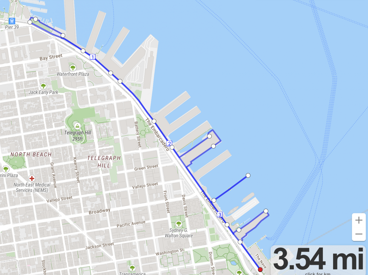 Northern Waterfront 5K map