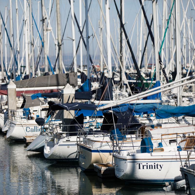 Boats berthed at South Beach Harbor