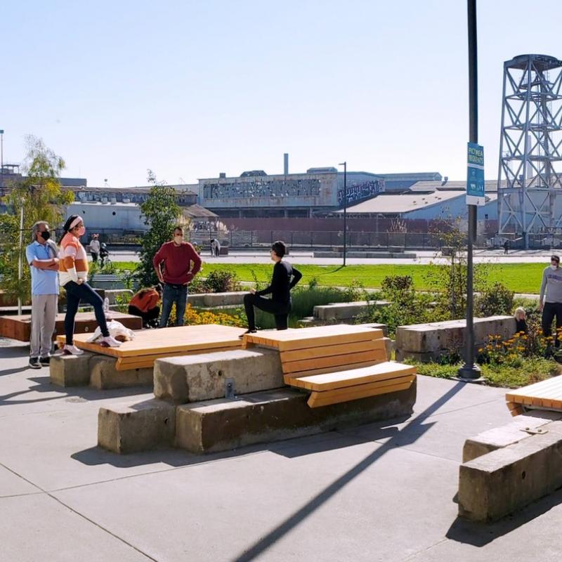 People at Crane Cove Park, photo by Robb Williamson/AECOM