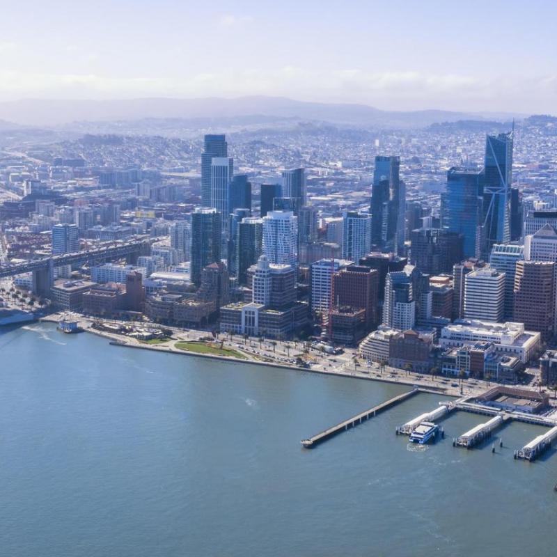 View of the Port waterfront from over the Bay