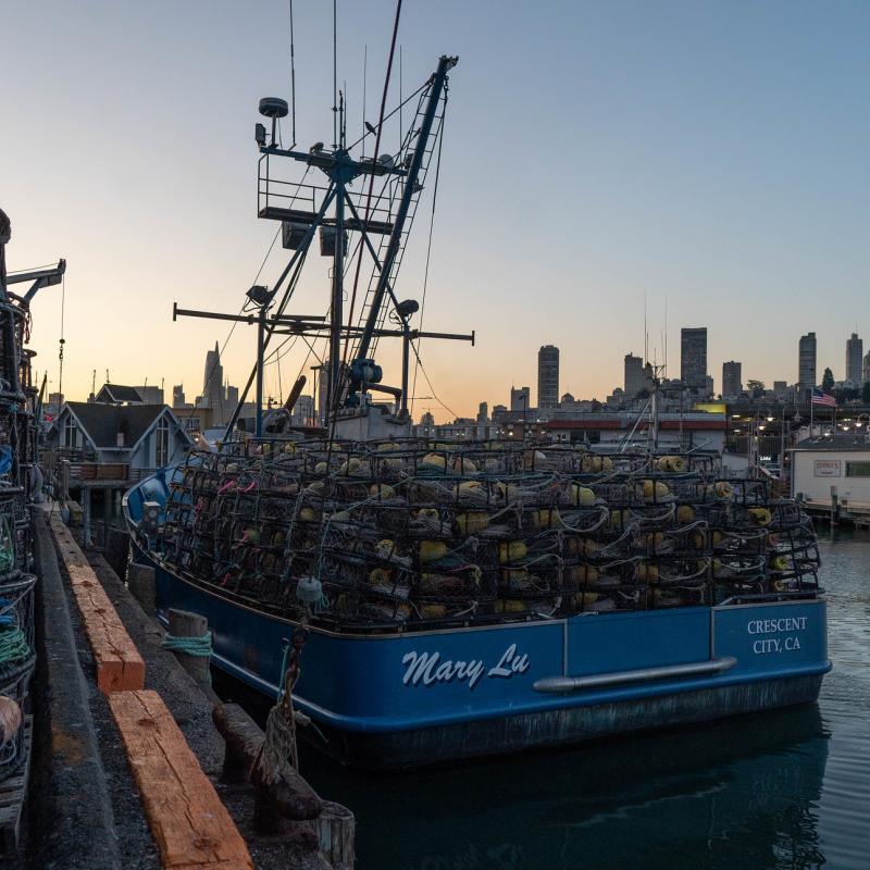 Fish nets on a commercial fishing vessel